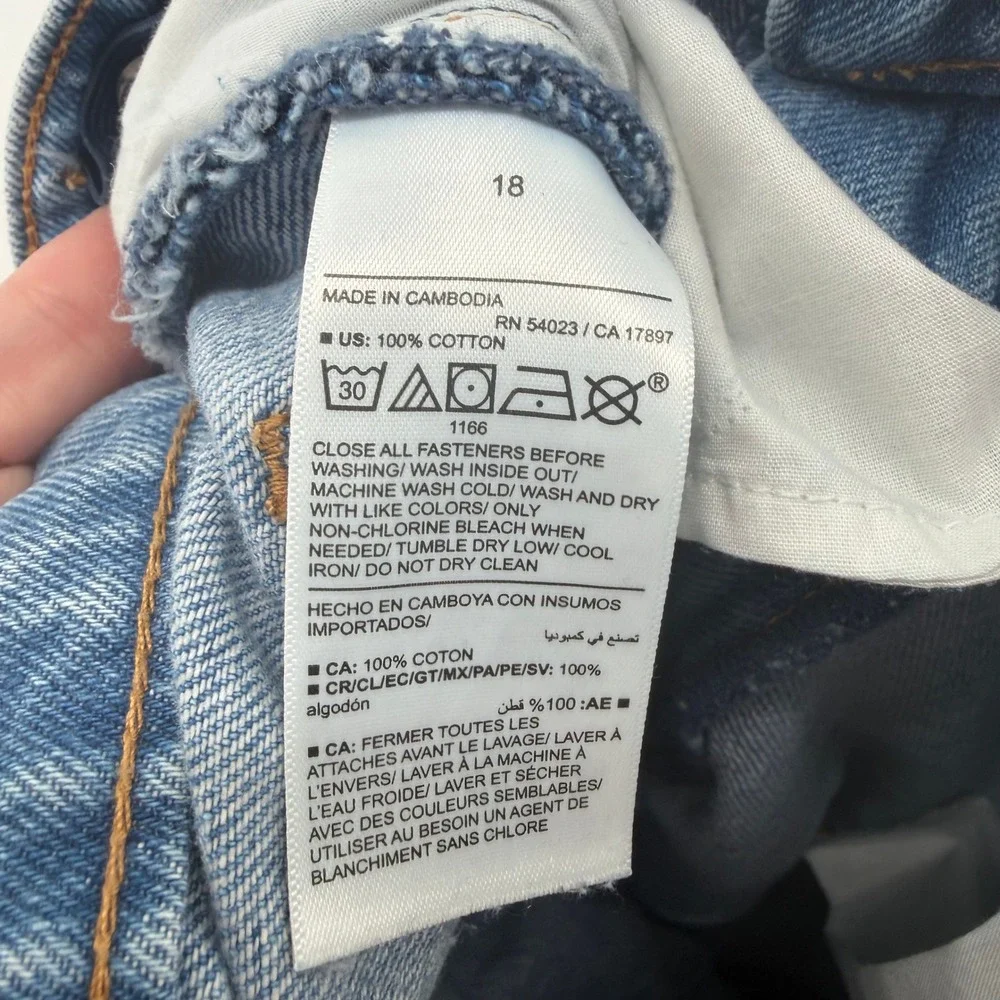 Old Navy Baggy Wide Leg Girls Size 18 Blue‎ High Rise Cargo Jeans